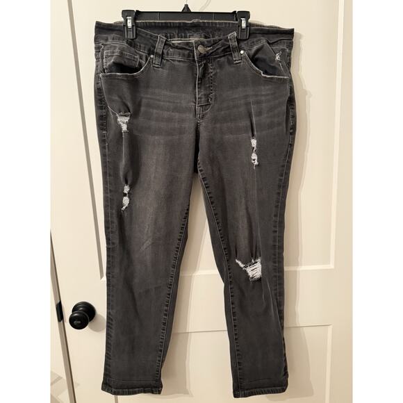 Jag Jeans Plus Sz 18W Black Stretch Denim Girlfriend Raw Edge Ankles Retro Boho - Picture 5 of 11